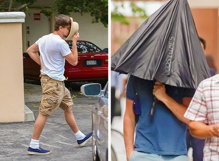 Leonardo DiCaprio knows which tools he needs to hide from intrusive photographers.