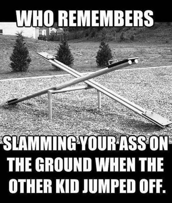 Nostalgia - Who Remembers Slamming Your Ass On The Ground When The Other Kid Jumped Off.