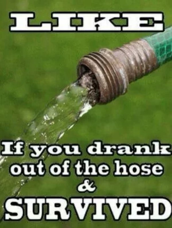 water hose - If you drank out of the hose Survived