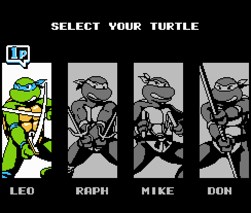 tmnt 3 nes - Select Your Turtle Leo Raph Mike Don
