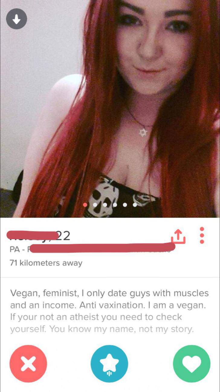 godzilla tinder - Pa 71 kilometers away Vegan, feminist, I only date guys with muscles and an income. Anti vaxination. I am a vegan. If your not an atheist you need to check yourself. You know my name, not my story.