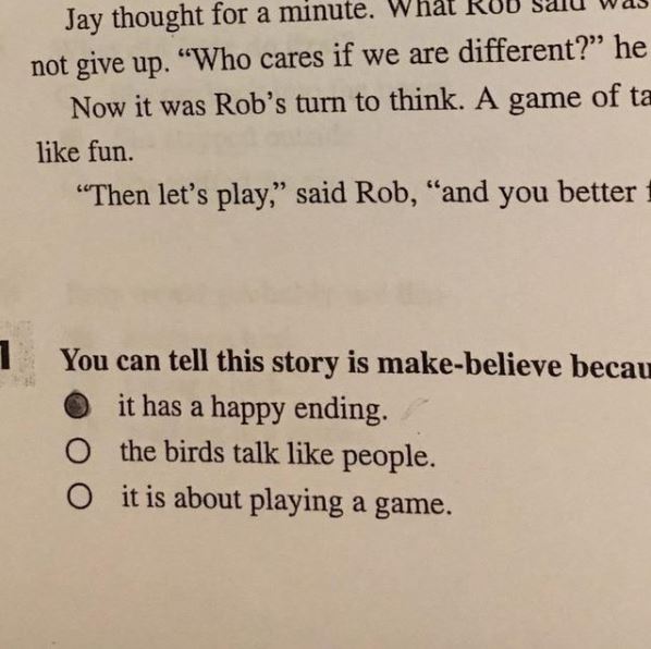 handwriting - Salu wa Jay thought for a minute. What not give up. "Who cares if we are different? he Now it was Rob's turn to think. A game of ta fun. "Then let's play," said Rob, "and you better You can tell this story is makebelieve becau it has a happy