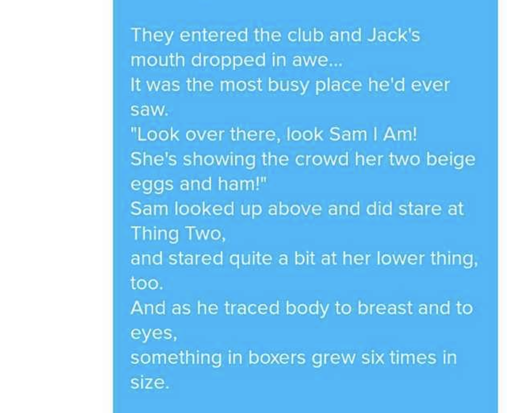 Guy impresses girl with poem of Dr. Seuss and Strippers