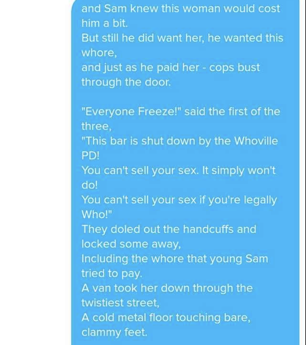 Guy impresses girl with poem of Dr. Seuss and Strippers