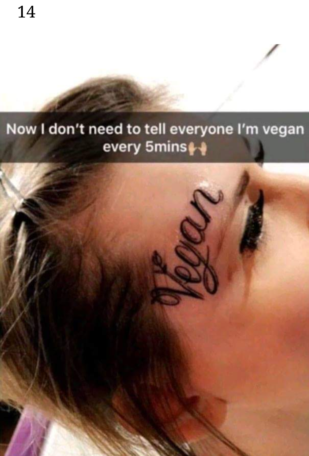 vegan forehead tattoo - Now I don't need to tell everyone I'm vegan every 5mins Vegan