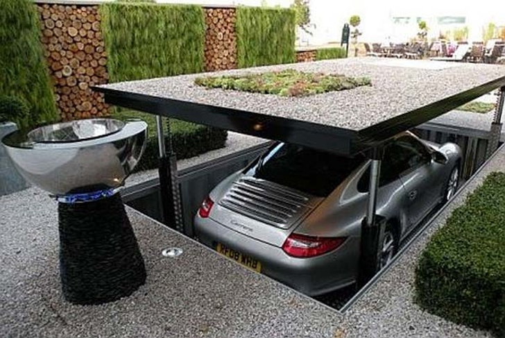 Hide your car with this hideaway car elevator.