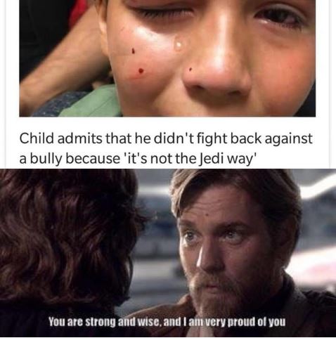 you are strong and wise anakin - Child admits that he didn't fight back against a bully because 'it's not the Jedi way' You are strong and wise, and I am very proud of you
