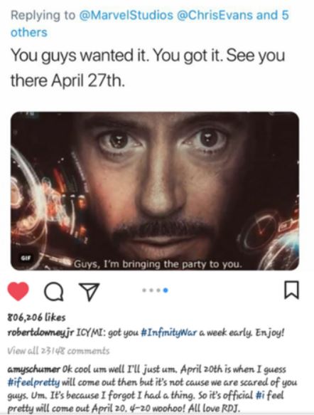 amy schumer cringe - and 5 others You guys wanted it. You got it. See you there April 27th. Guys, I'm bringing the party to you. 306,206 robertdowneyjr Icymi got you a week early Enjoy! View all 234 amyschumer Ok cool um well I'll just um. April 20th is w