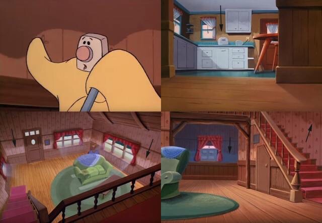 In The Brave Little Toaster, all of the walls in the cottage are cleaned only as high as Blanky can reach.