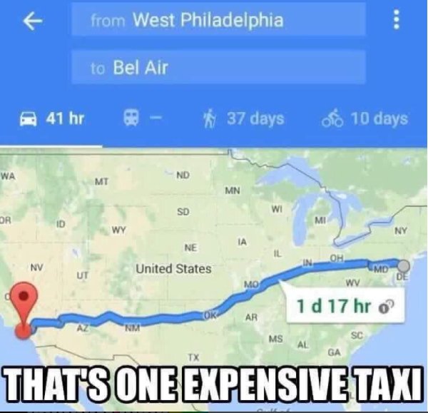 out we got a badass - from West Philadelphia to Bel Air 41 hr @ 37 days of 10 days Wa Nd Mn Dr Ne Il Nv In Oh Ut United States wy 1 d 17 hr o Ar Sc Ms Ga That'S One Expensive Taxi