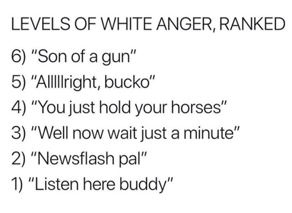 zodiac signs as fairy tale characters - Levels Of White Anger, Ranked 6 "Son of a gun" 5 "Allllright, bucko" 4 "You just hold your horses" 3 "Well now wait just a minute" 2 "Newsflash pal" 1 "Listen here buddy"