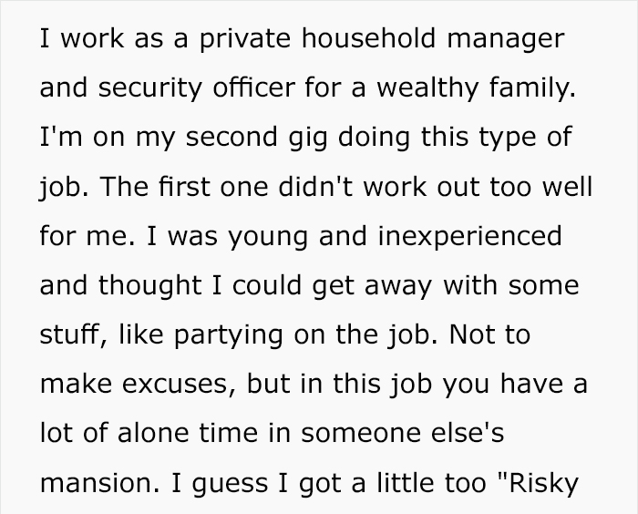 A funny story about a security manager for a wealthy family