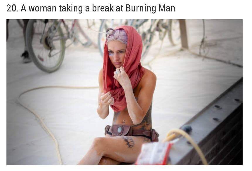 children at the burning man festival - 20. A woman taking a break at Burning Man