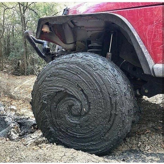 The mud on this tire
