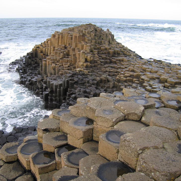 Interlocking basalt columns of the Giant’s Causeway, Northern Ireland.