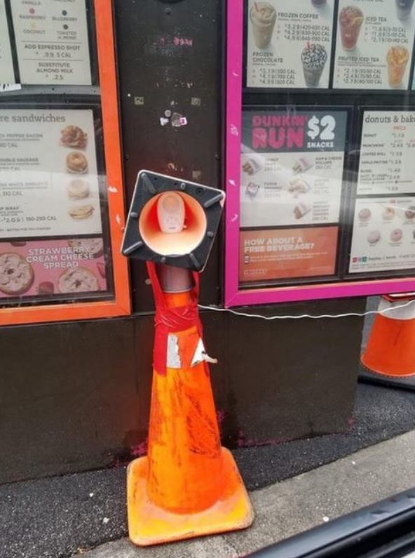 When the drive-thru is broken so they put a baby monitor up instead