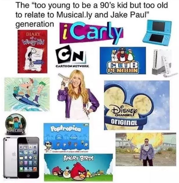 starter packs - 2000s kids nostalgia - The "too young to be a 90's kid but too old to relate to Musical.ly and Jake Paul" generation Diary ga Wimpy Kid iCarly Cn Cartoon Network Club Penguin Disney Channel original Poptropica O.Ke www Angry Birds 1