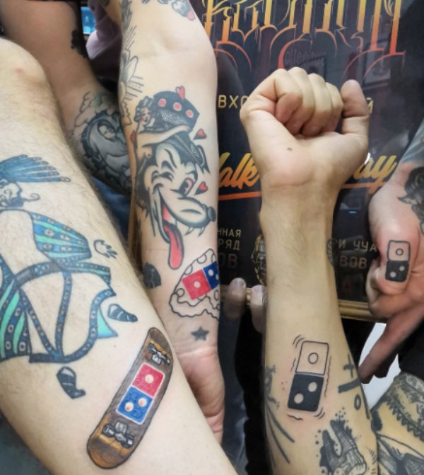 Domino’s Pizza in Russia began a promotion last week in which they offered free pizza for life to anyone who got the brand’s logo tattooed “in a prominent place” on their body. Little did they know people would be more than willing to get a dumb Domino’s tattoo for some free za.