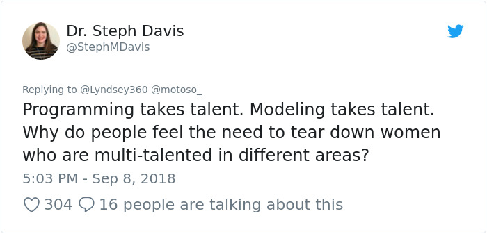 cathy garcia molina tweets about jadine - Dr. Steph Davis Programming takes talent. Modeling takes talent. Why do people feel the need to tear down women who are multitalented in different areas? 304 Q