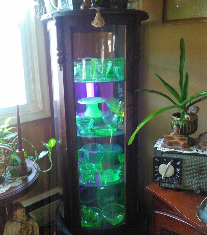 “My mom’s collection of uranium glass.”