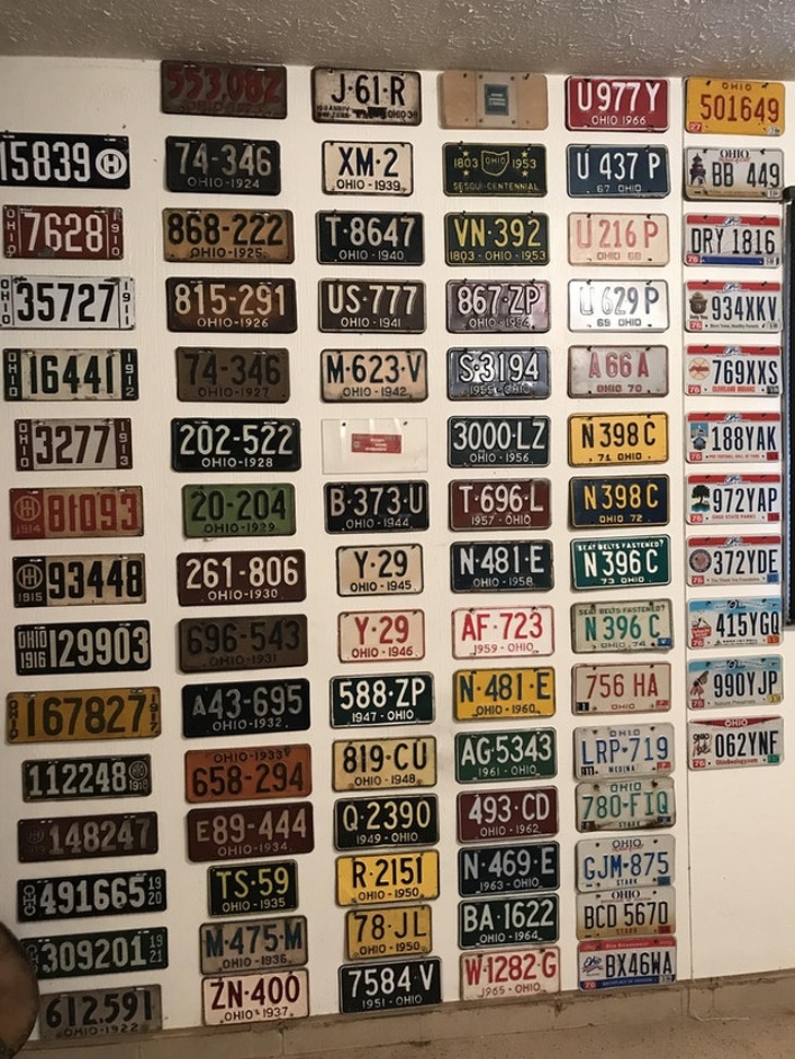 “I have an Ohio license plate from every year made, except the first year in 1908.”