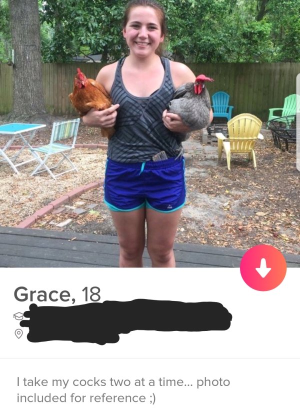 tinder - shoulder - Grace, 18 I take my cocks two at a time... photo included for reference ;