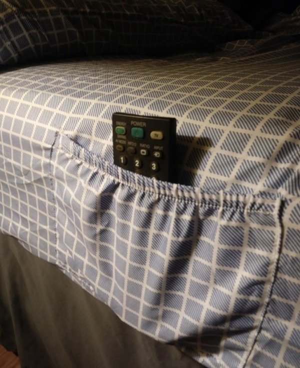 My new set of sheets came with a handy little pocket.