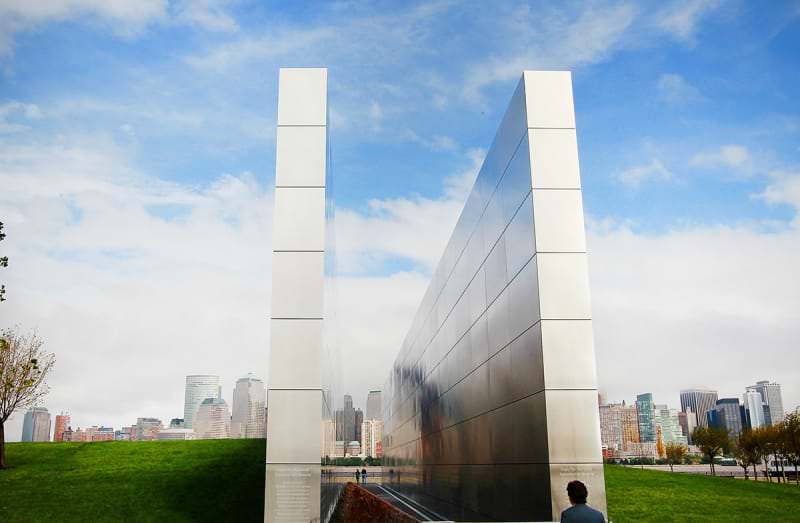"Empty Sky Memorial" in Jersey City, New Jersey.

The concrete and steel "Empty Sky Memorial" was designed by architect Jessica Jamroz and pays tribute to the 746 citizens of New Jersey who lost their lives.