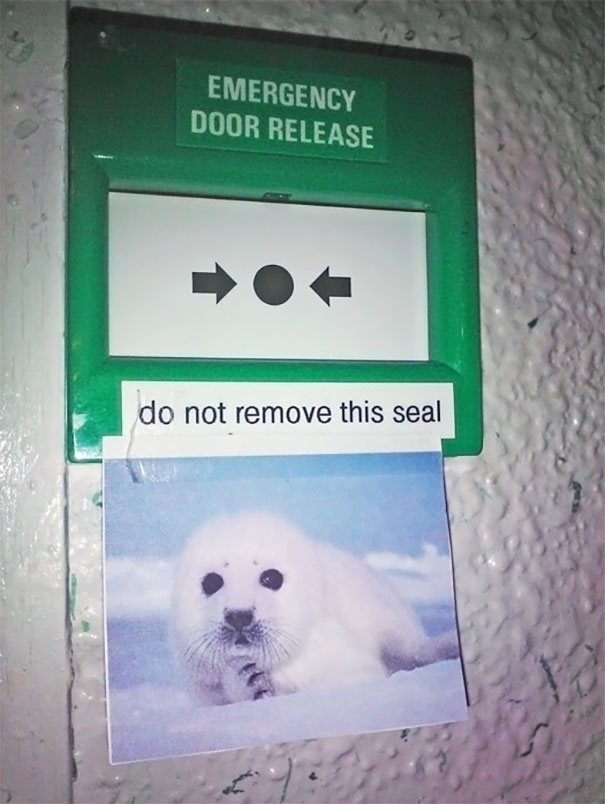 do not remove seal - Emergency Door Release do not remove this seal