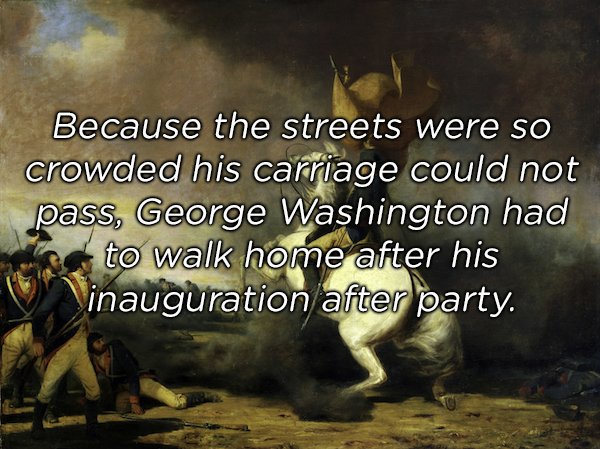 battle of princeton painting - Because the streets were so crowded his carriage could not pass, George Washington had to walk home after his inauguration after party.