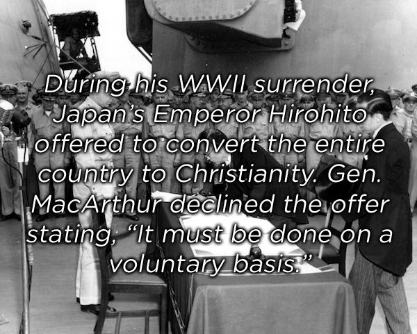 monochrome photography - During his Wwii surrender, Japan's Emperor Hirohito offered to convert the entire country to Christianity. Gen. MacArthur declined the offer stating, "It must be done on a voluntary basis."