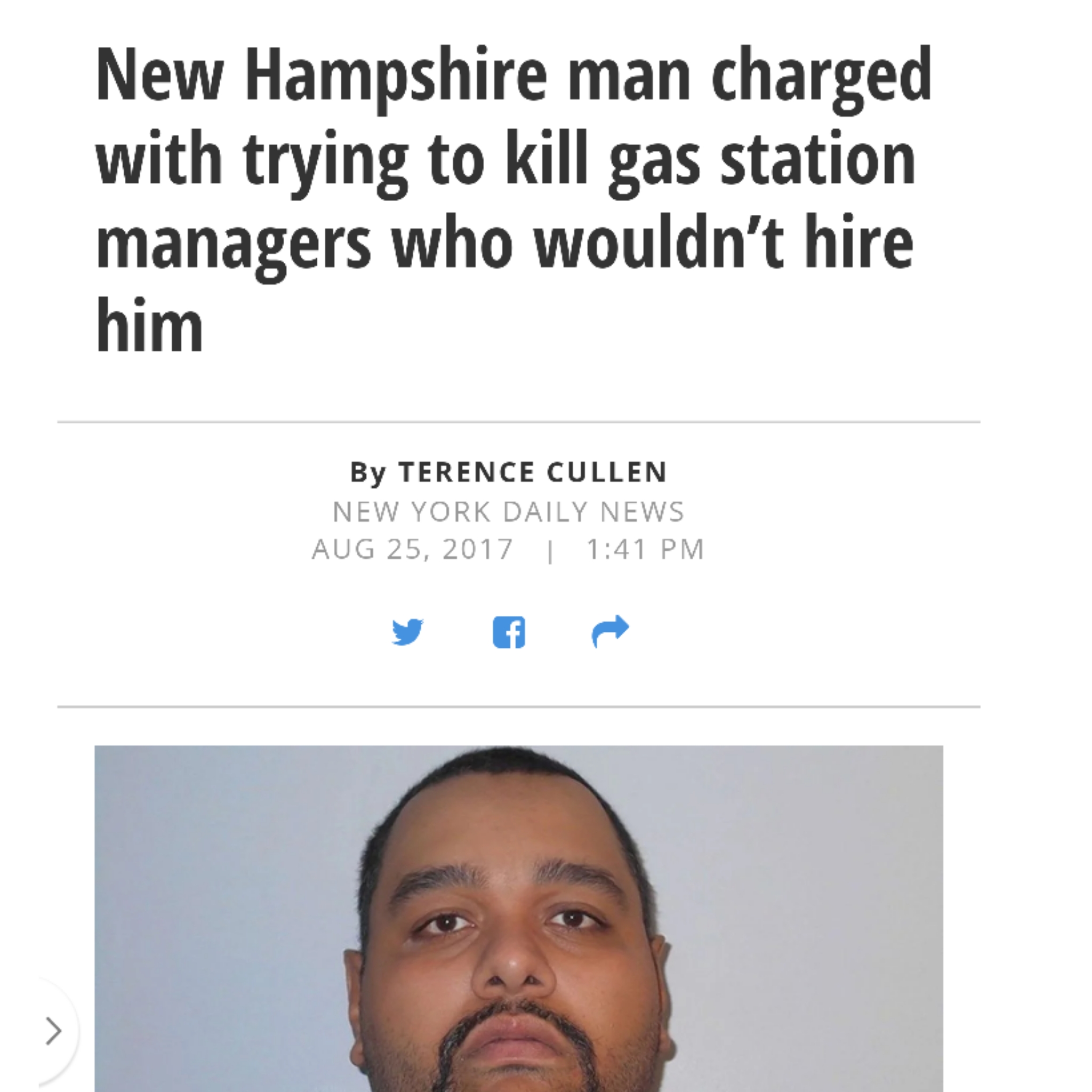 florida man headlines - New Hampshire man charged with trying to kill gas station managers who wouldn't hire him By Terence Cullen New York Daily News