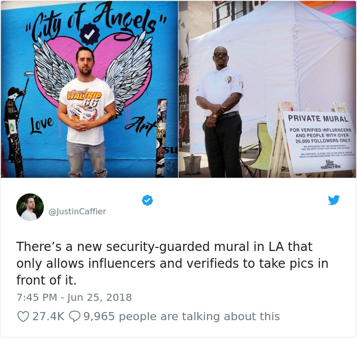 la mural influencer - f Angels" Private Mural Love For Verified Influencers And People With Over 20,000 ers Only Whe substibs Caffier There's a new security guarded mural in La that only allows influencers and verifieds to take pics in front of it. 9,