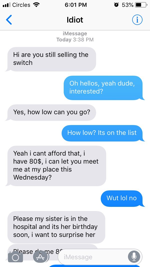 Guy attempts to lowball a seller, gets a simple yet subtle ‘F*ck You’