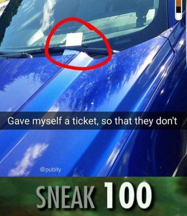 gave myself a ticket so they don t - Gave myself a ticket, so that they don't Sneak 100