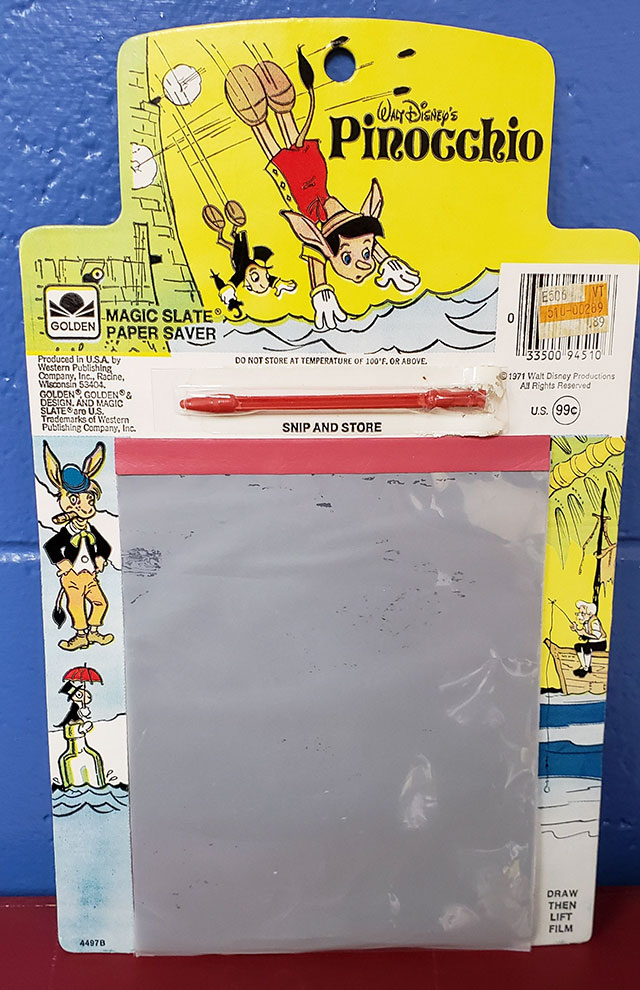 poster - Walt Disned's V Pinocchio H4169 Ivo I Magic Slate 51000289 Golden Paper Saver 389 " A . 1133500 94510 Do Not Store At Temperature Of 100". Or Above. 1971 Walt Disney Productions Al Rights Reserved Produced in Usa by Western Publishing Company, In