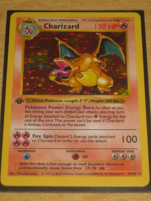 1st charizard pokemon card mint - Stage 2 Evolves from Charmeleon Charizard Put Charizard on the Stage card 120 Hp Flame Pokmon. Length 5' 7", Weight 200 lbs. Pokmon Power Energy Burn As often as you during your turn before your attack, you may turn all E