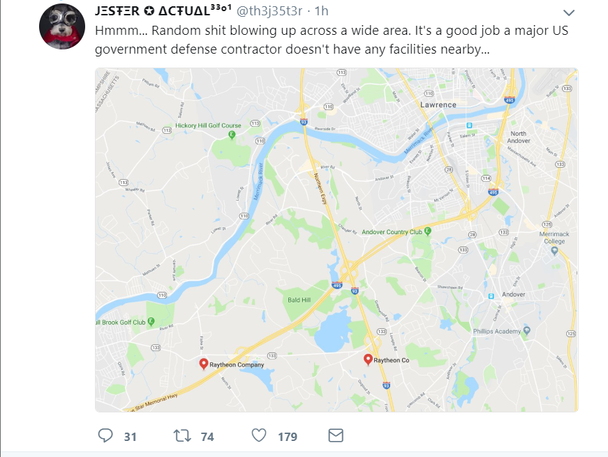 Twitter user thinks the gas explosions in Massachusetts might be from a cyber attack.