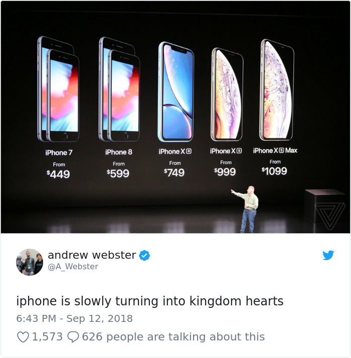 apple new iphone - iPhone 7 iPhone X iPhone X Max iPhone 8 From $599 iPhone X From $749 From $449 From From $999 $1099 andrew webster iphone is slowly turning into kingdom hearts 1,573 9