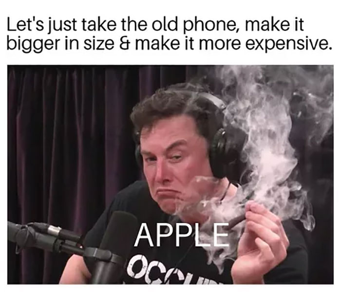 weed memes - Let's just take the old phone, make it bigger in size & make it more expensive. Apple