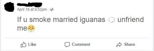 design - April 18 at pm If u smoke married iguanas mes unfriend Comment