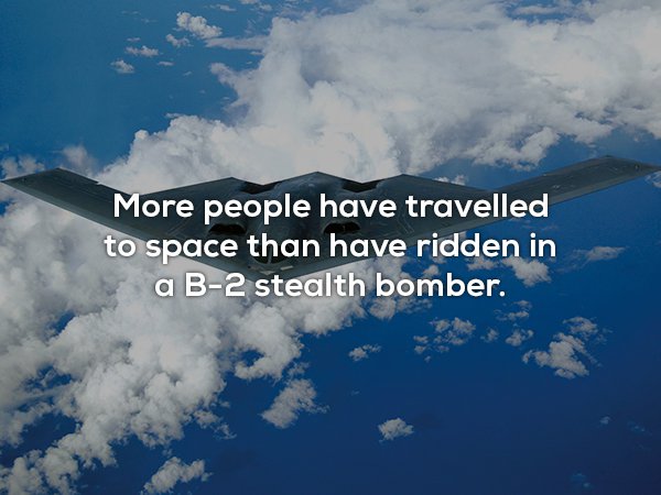 wtf facts - x2 bomber - More people have travelled to space than have ridden in a B2 stealth bomber.
