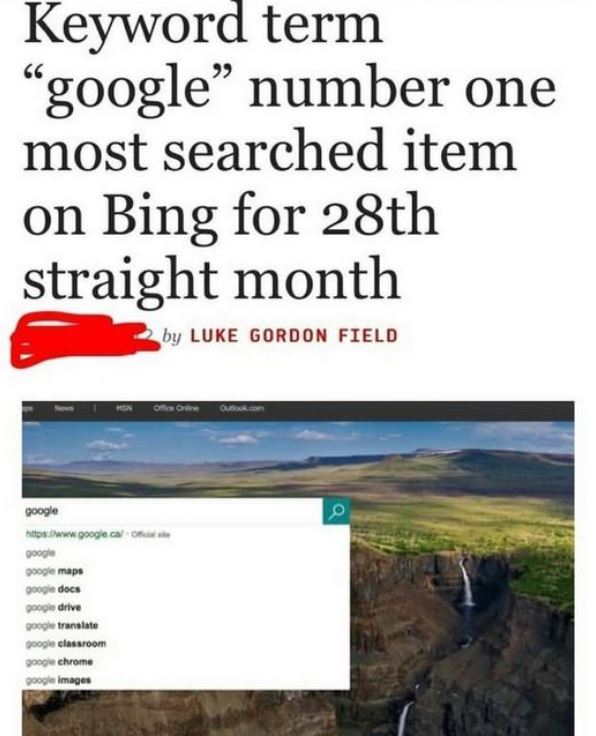 cringe water resources - Keyword term "google number one most searched item on Bing for 28th straight month by Luke Gordon Field Tron O Orecke google google maps google docs google drive google translate google classroom google chrome google Images