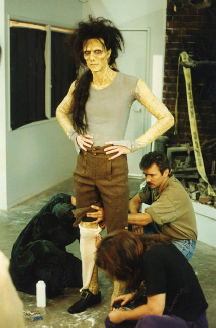 Doug Jones getting his makeup applied prior to a scene in Hocus Pocus (1993).
