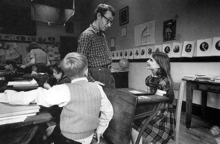 Woody Allen chats with Brook Shields who played an extra prior to a flashback scene in Annie Hall (1977).