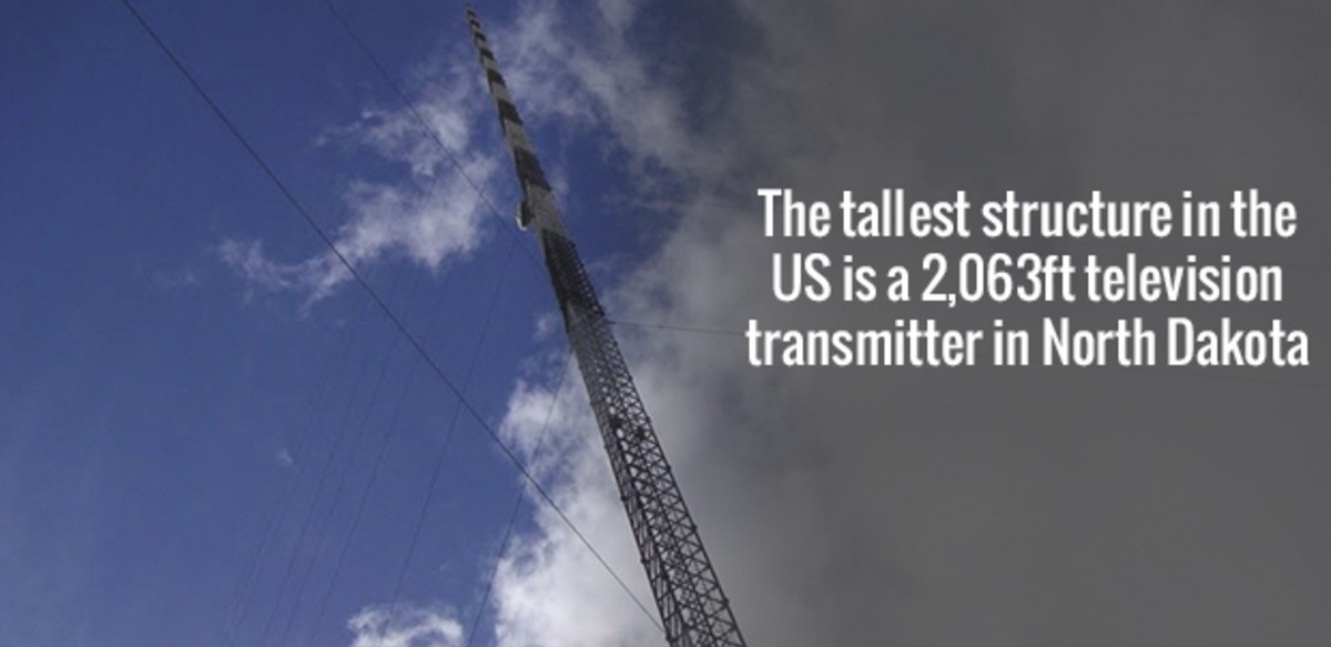 sky - The tallest structure in the Us is a 2,063ft television transmitter in North Dakota