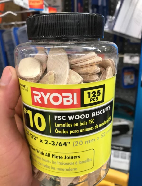 Food - Ryobi 12 D Biscuits Fsc Wood Bie Lamelles en bois Fsc Ovalos para unione Uniones de madera 132" x 2 2364" 20 m Omm x 527 With All Pla All Plate Joiners toutes les fraiseuses iseuses lamelles os los ranuradoras