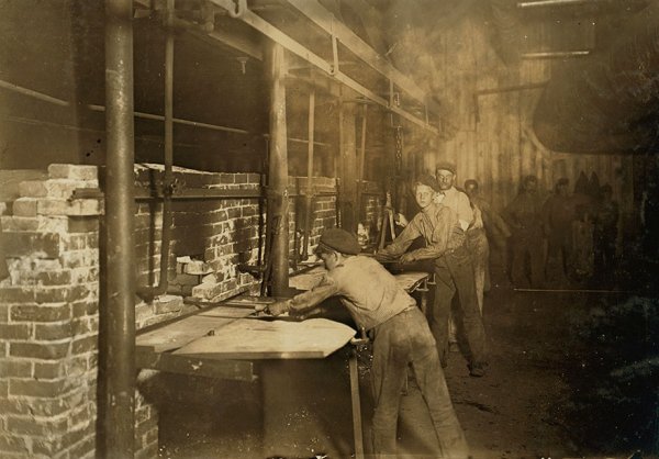 “The “Carrying-In Boys,” Midnight At An Indiana Glass Works.

Location: Indiana”