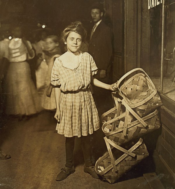“‘Basket! Five Cents Each!’ Antoinette Siminger, 12 Years Old, 10 P.m. Had Been Selling Since Morning.

Location: Cincinnati, Ohio”