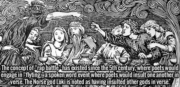 flyting battle - Wu Mas asy 2009 The concept of "rap battle" has existed since the 5th century, where poets would engage in "flyting," a spoken word event where poets would insult one another in verse. The Norse god Loki is noted as having insulted other 
